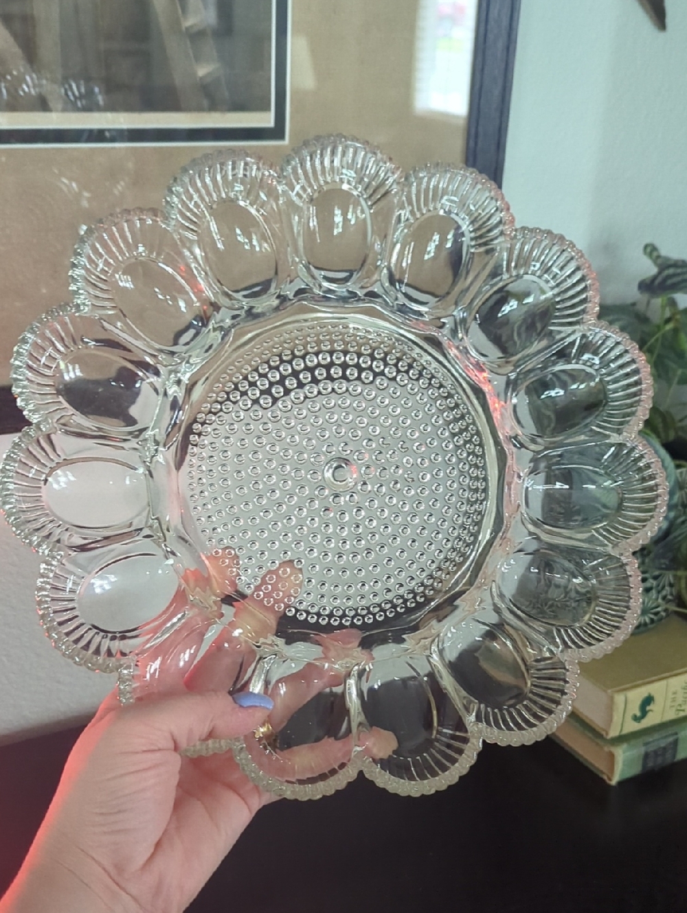Vintage Clear Glass Deviled Egg / Serving Platter
